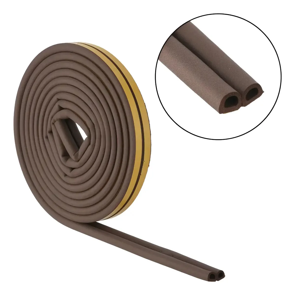 Selo adesivo para portas e janelas modelo D 6 metros, cor marrom