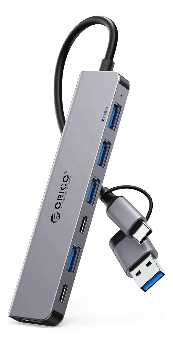 Hub de adaptador USB Orico 7 em 1 para laptops USB-A* 5 USB-C* 2