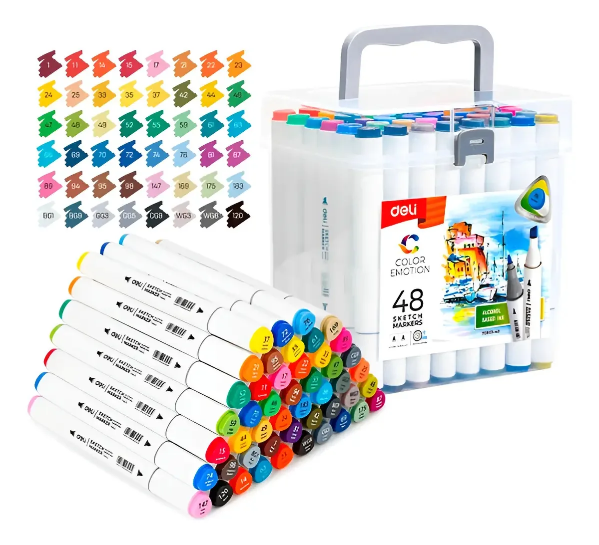 Marcador espanhol de duas pontas Deli Sketch X48 cores e cores