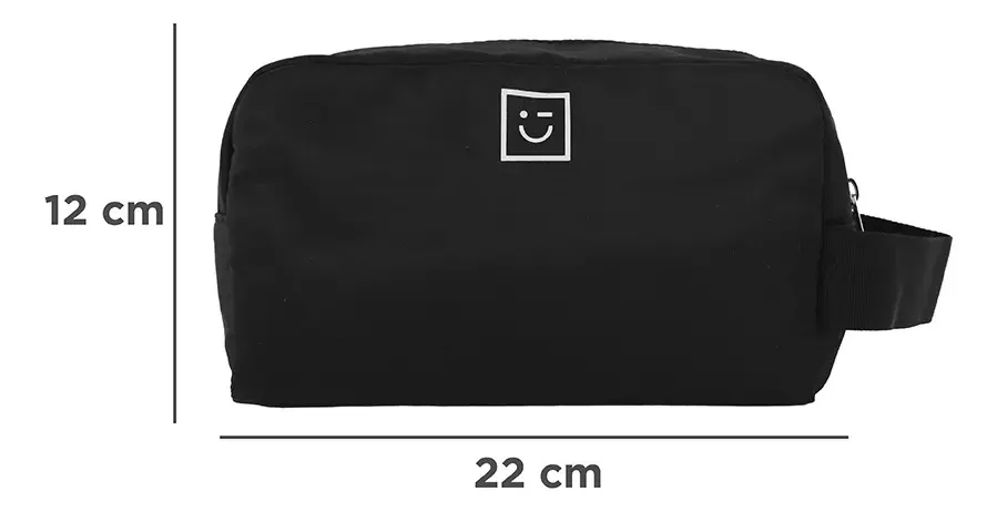 Caixa de cosméticos têxteis em preto e branco Miniso 22x12x10 cm