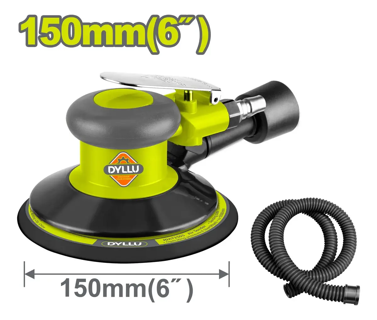 Lixadeira orbital pneumática Dyllu de 6 polegadas e 150 mm e 10500 rpm