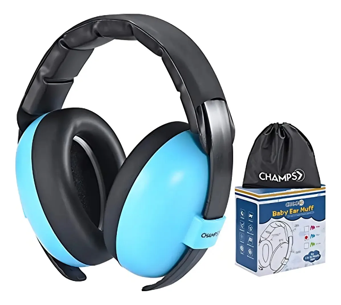 Champs - Protetores Auriculares para Bebê, Proteção Contra Ruído, Para Bebês de 0 a 3 Anos, Crianças, Bebês, Protetores de Segurança para Campo de Tiro de Caça, Cor Azul