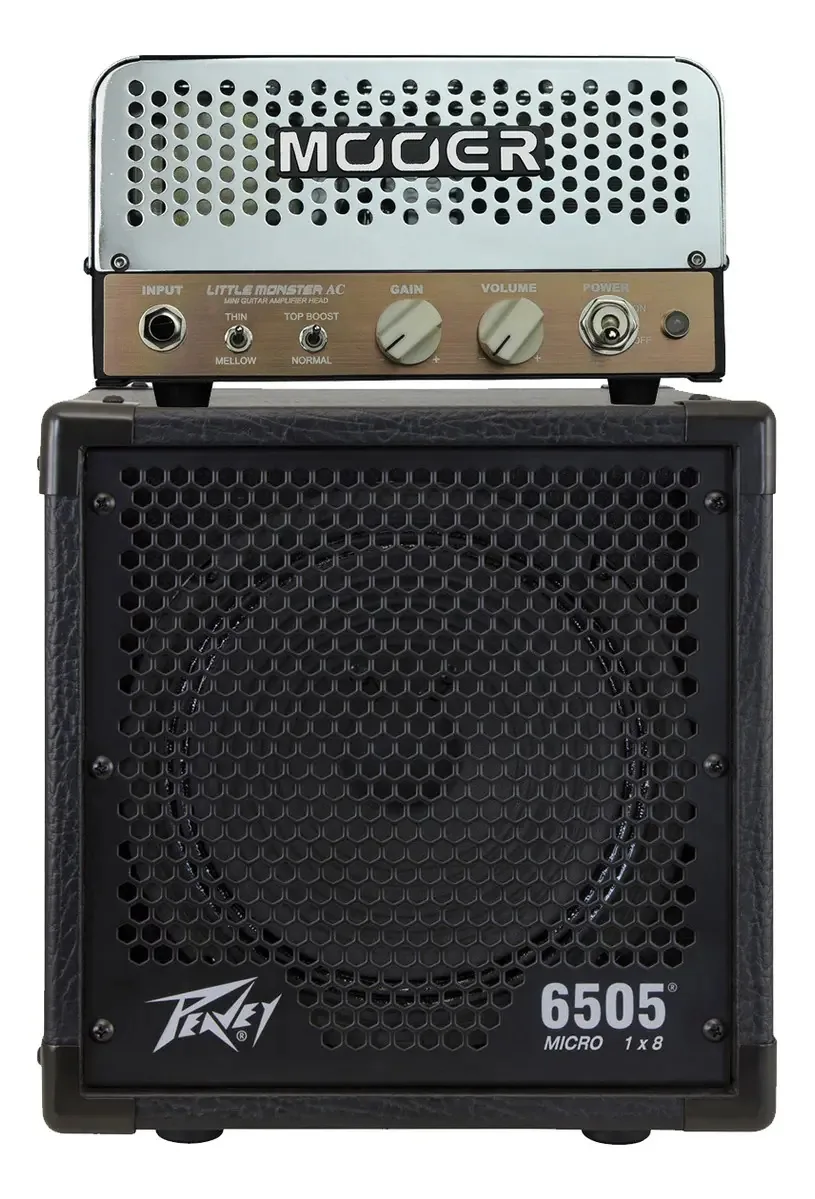 Amplificador de guitarra Mooer Monster Ac e estojo Peavey Piranha Silver