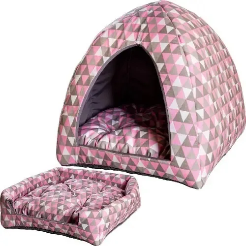 Caminha Cabana Cama Toca Tenda Macia Raça Shitzu Maltes York Cor Rosa Desenho Rosa