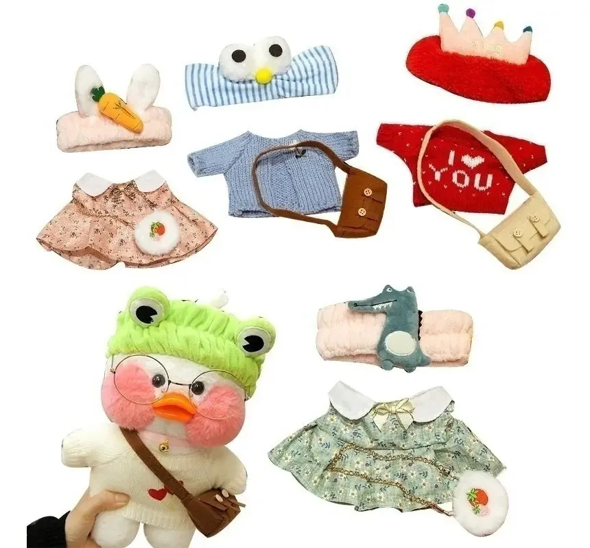 4 ternos e acessórios e roupas Lalafanfan Yellow Duck 30 cm