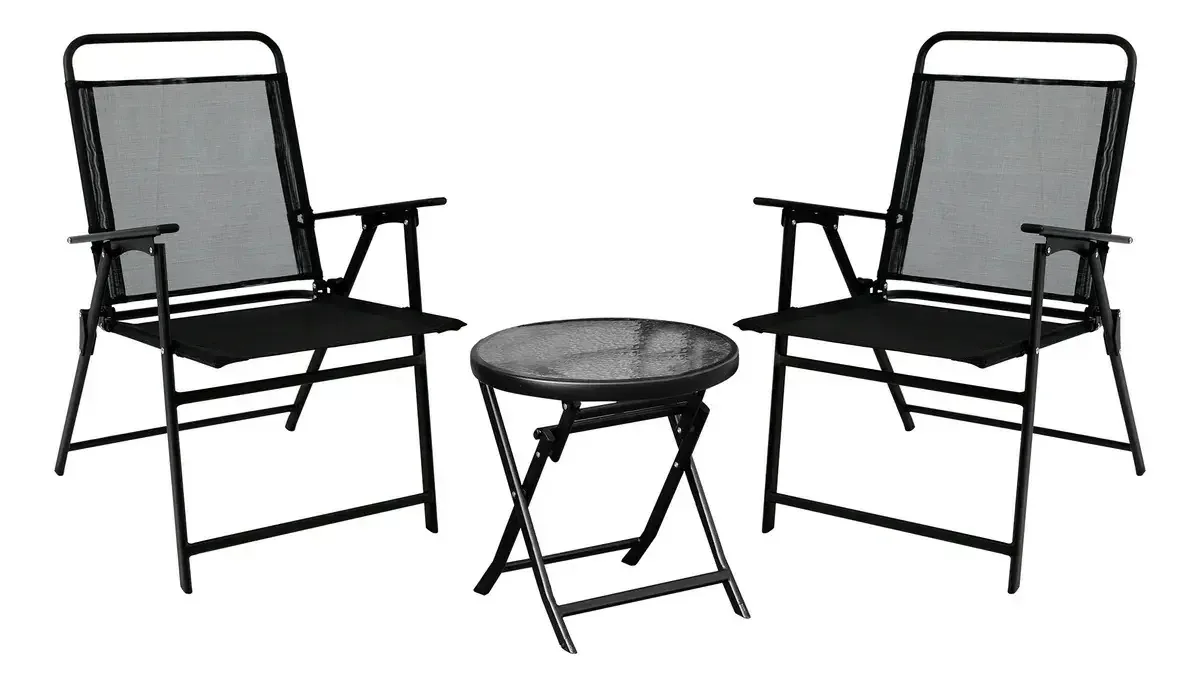 Conjunto de mesa redonda North Pak Garden Camping com 2 cadeiras