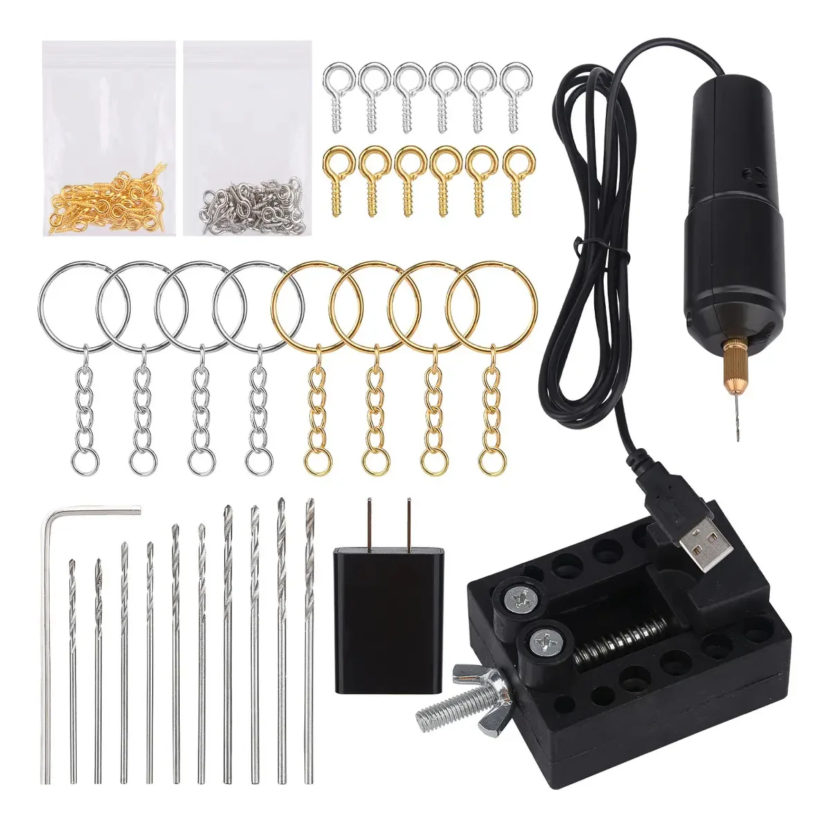 Mini furadeira portátil DIY, conjunto de furadeira elétrica USB