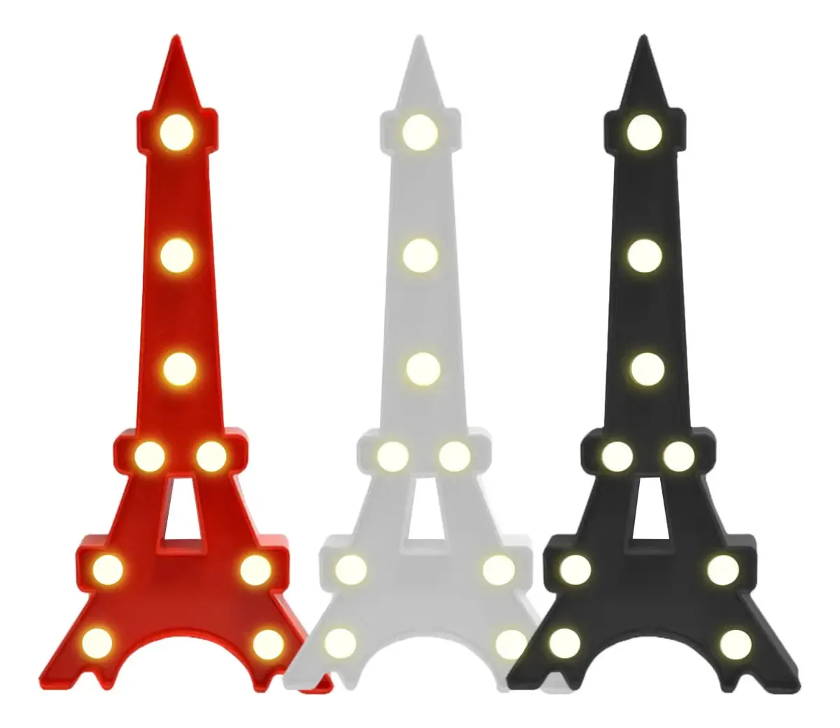 Kit Com 3 Luminárias Decorativas Led Torre Eiffel
