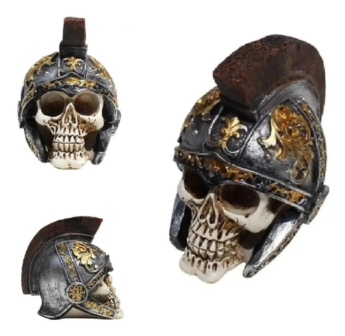Cranio Caveira Viking Chifres Estatua Resina P/ Decoração Cor Romano