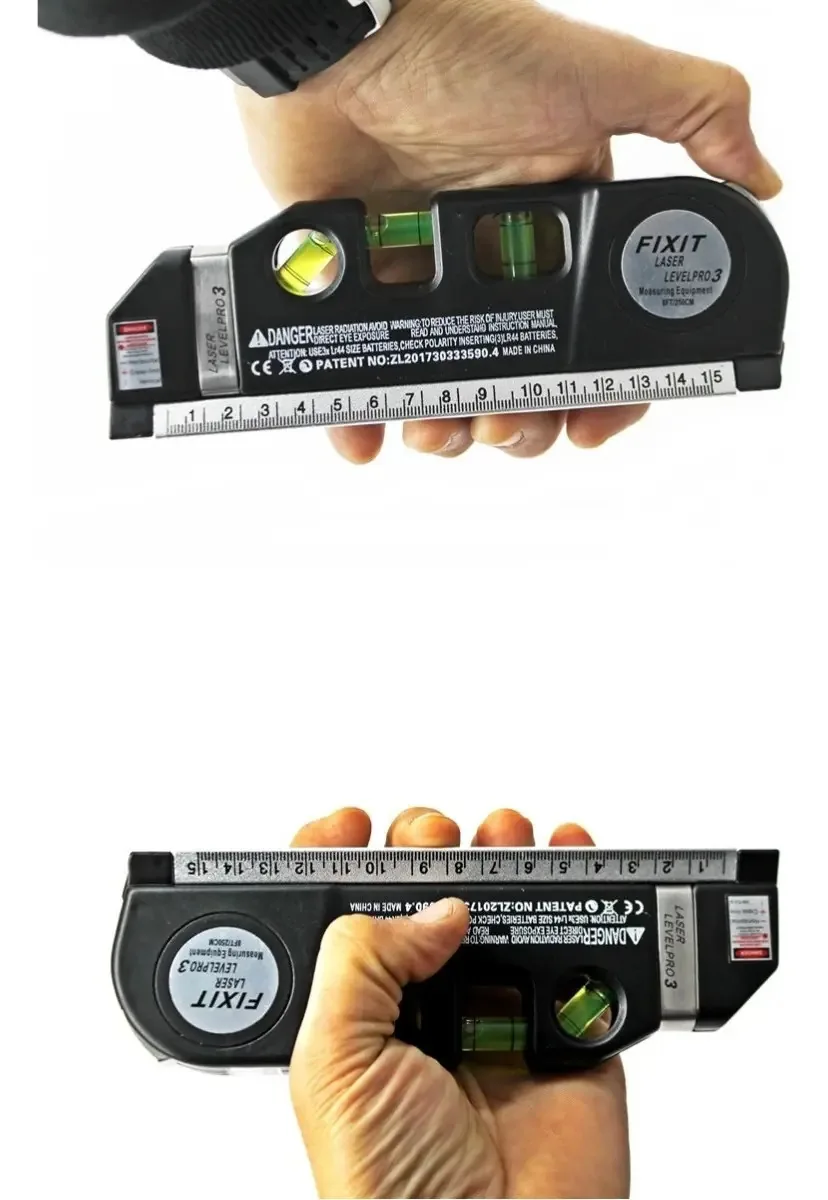 Régua de fita métrica cruzada Bubbles Horiz Vert de nível 3 a laser