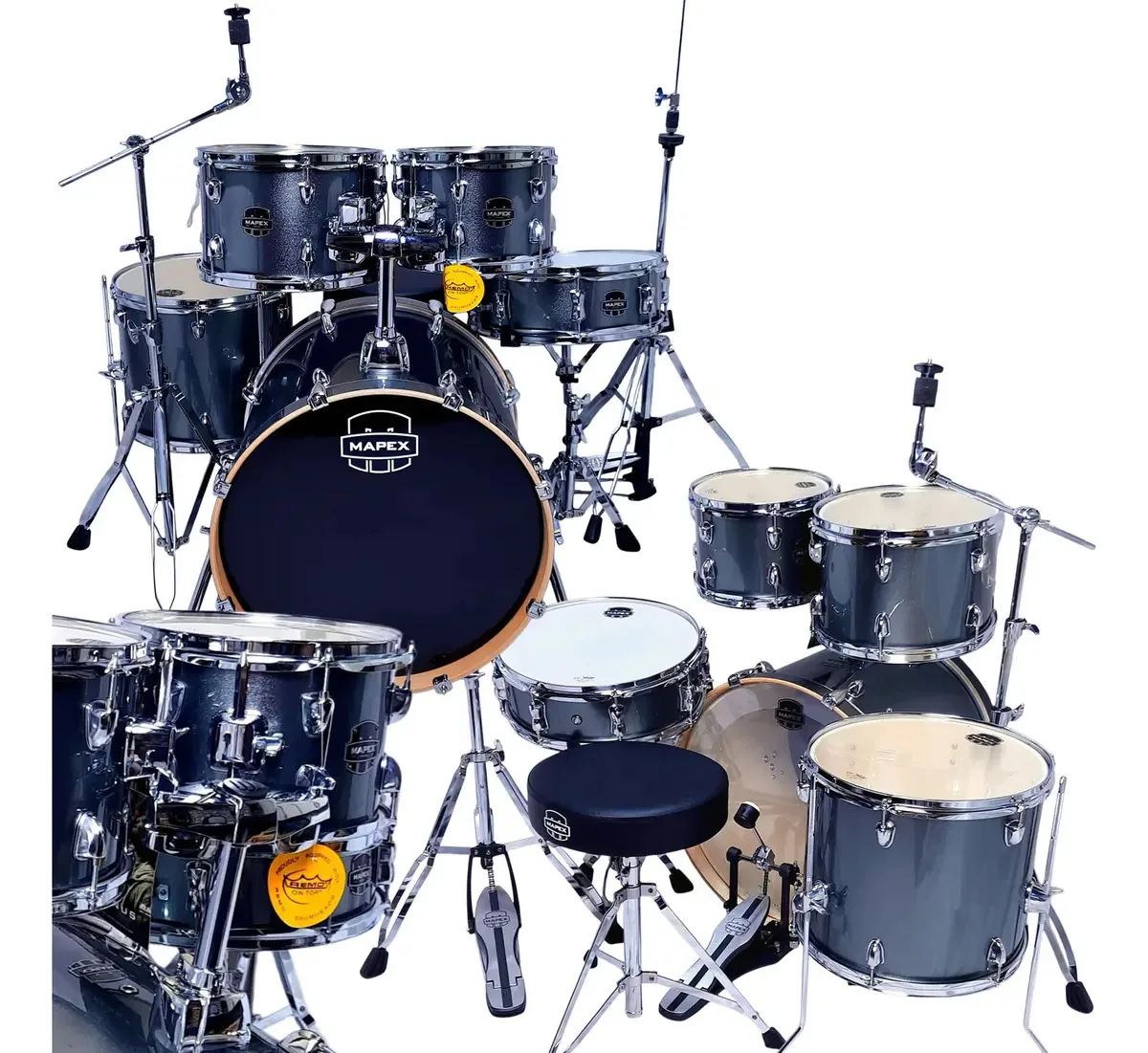 Bateria Mapex Vênus - Completa, Banco, Pedal, Ferragens Cor Azul-aço