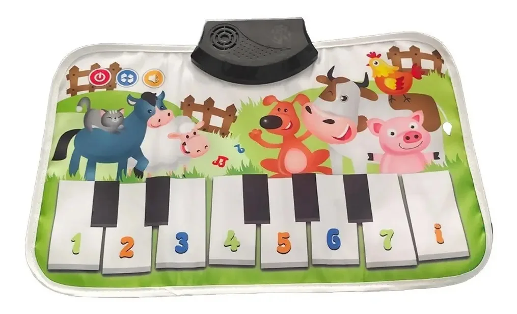 Tapete multicolorido de sons de animais e música de piano