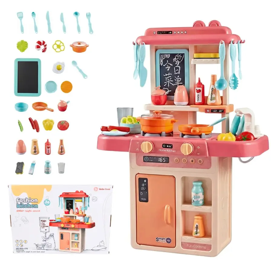 Conjunto de brinquedos grandes de cozinha para crianças, 36 unidades