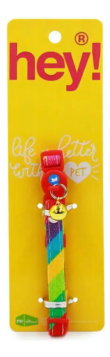 Coleira de arco-íris Hey Brand para gatos, tamanho de coleira padrão