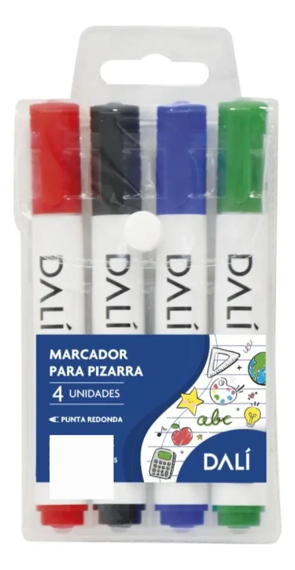 Marcadores de quadro branco × 4 marcadores Dali de 4 cores