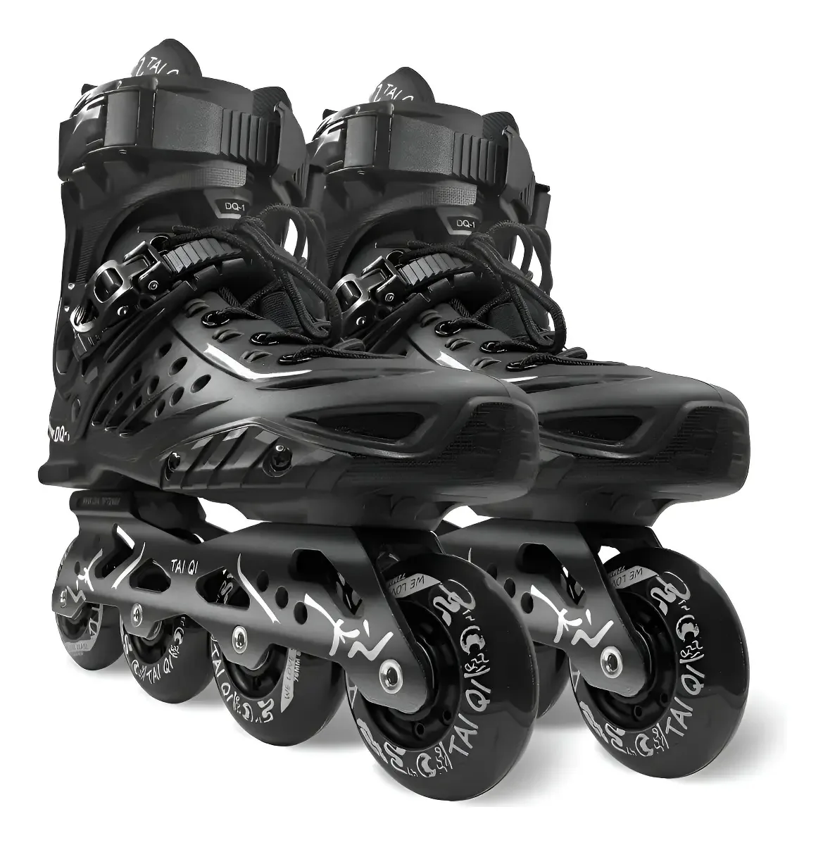 Patins profissionais ajustáveis em linha pretos 40 pretos