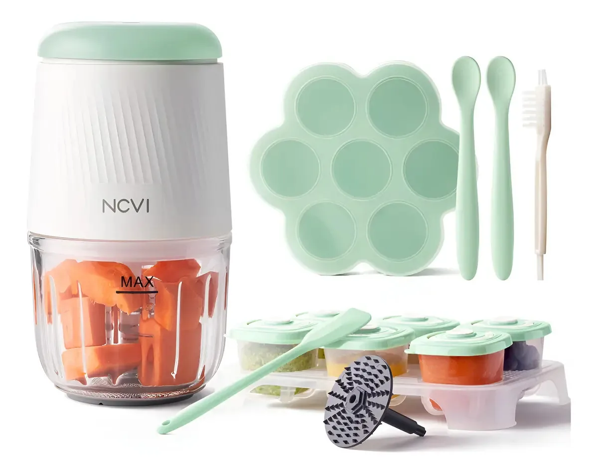 Conjunto de vidro para processadores de alimentos para bebês verde