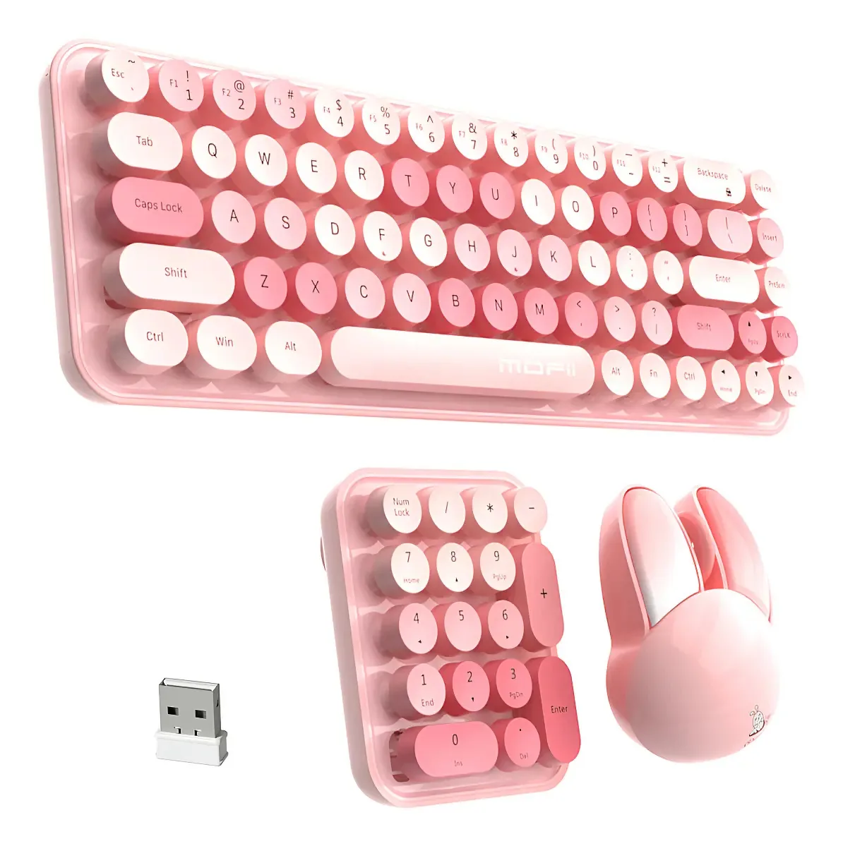 Kits de teclado e mouse sem fio Mofii Pink Qwerty