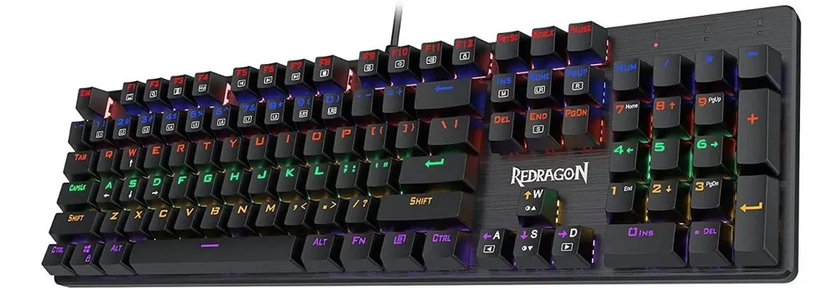 Teclado mecânico Redragon Vaiheim K608 Switch Blue, cor do teclado: preto