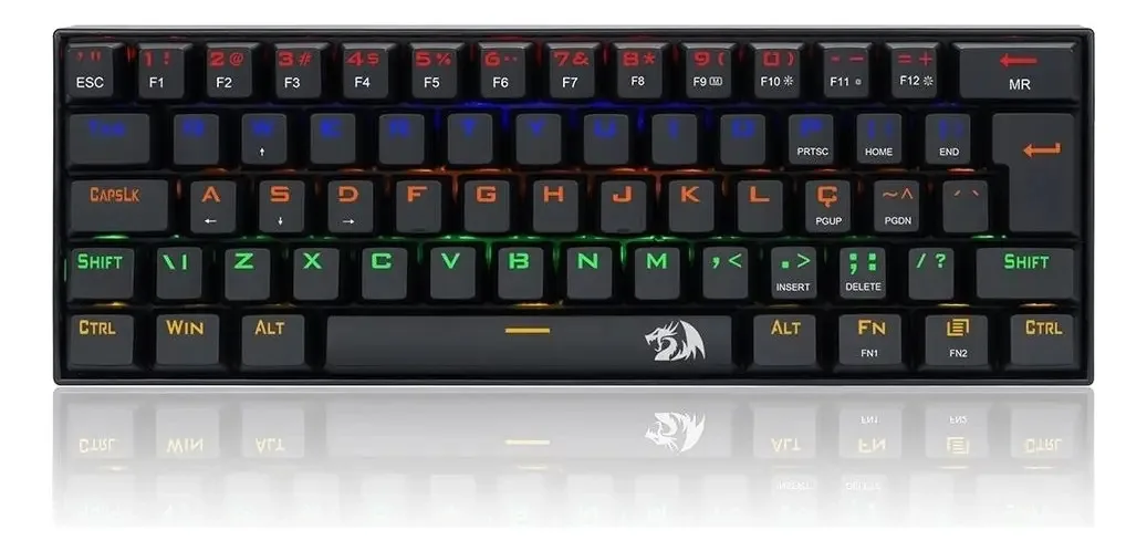 Teclado Mecânico Redragon Lakshmi Rainbow Switch Red K606r Cor de teclado Preto