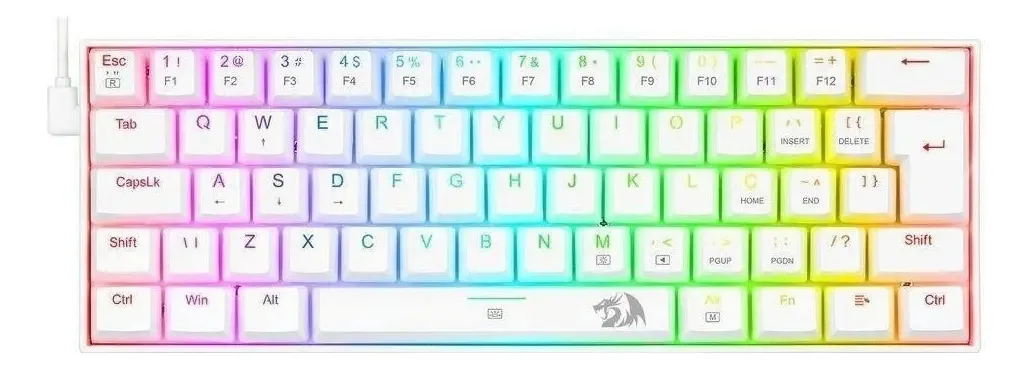 Teclado Mecânico Gamer Redragon Dragonborn, Rgb, 60%, Switch Cor de teclado Branco