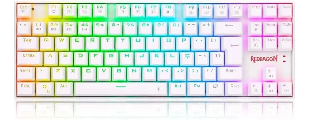 Teclado Mecanico Kumara Pro Wireless Sw Blue Redragon Branco