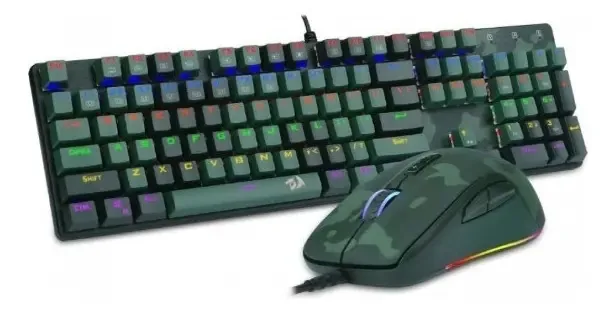 Kit Combo Gamer Redragon Essentials S108 Teclado Mecânico Mouse Camuflado Teclado Camuflado