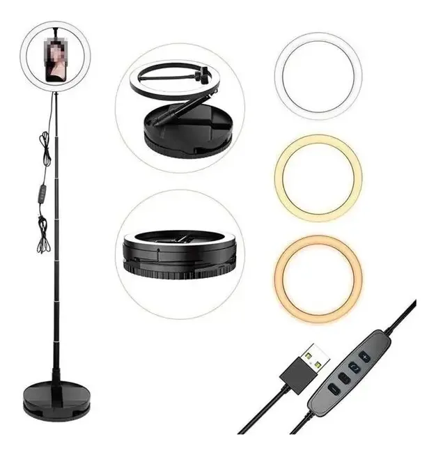 Wsmla Suporte de Luz de Anel para Celular, Tripé para Celular para Transmissão ao Vivo/maquiagem/vídeo/fotografia, Compatível com Telefone