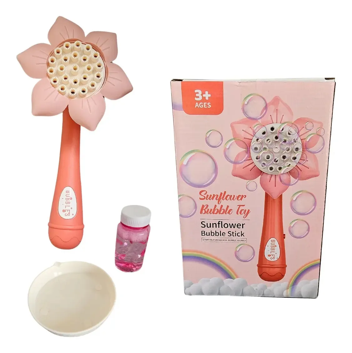 Bolha em forma de flor faz bolhas com refil rosa
