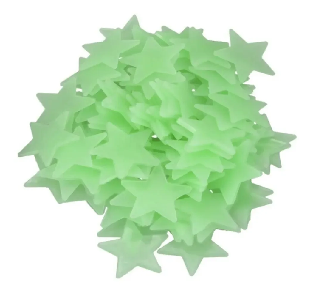 Pacote de estrelas fluorescentes X 50 Brillan inclui adesivo verde