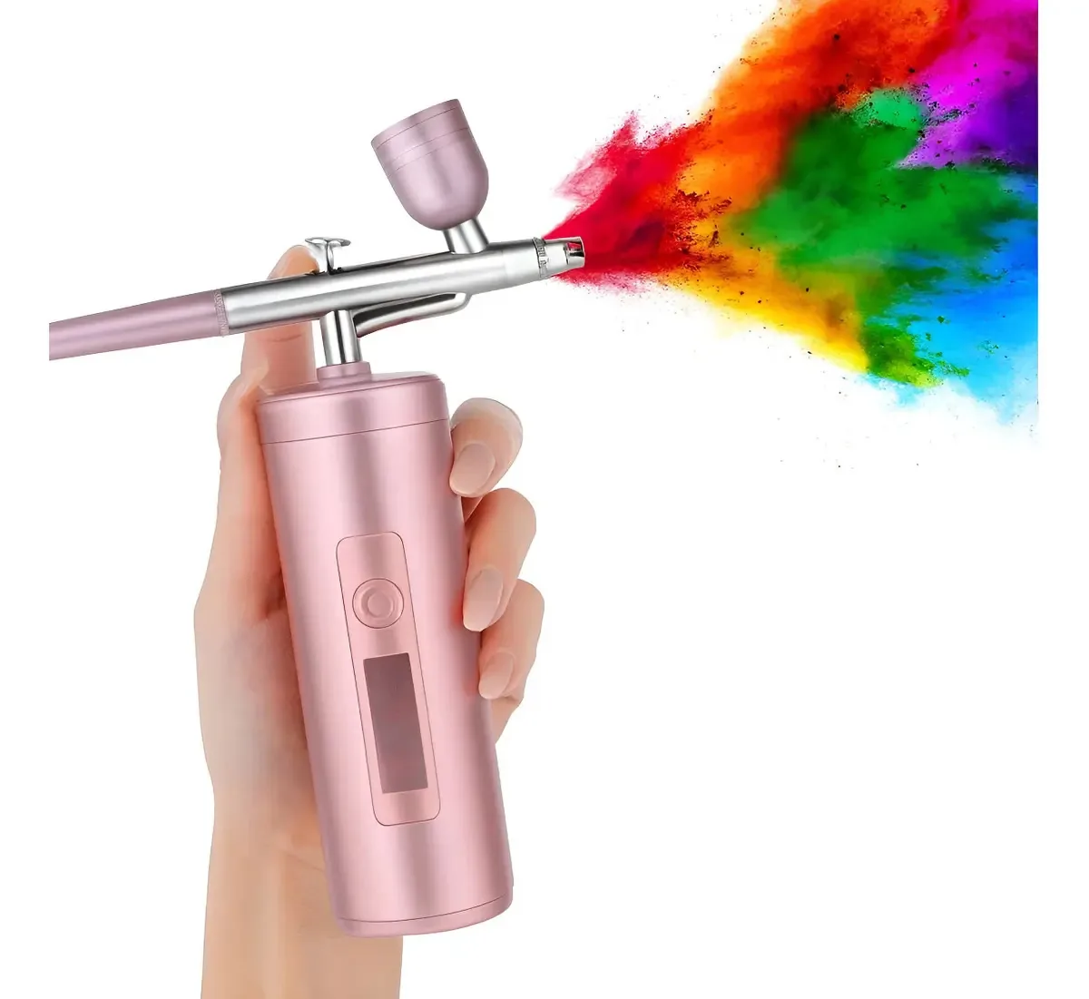Aerógrafo recarregável USB portátil sem fio rosa metálico