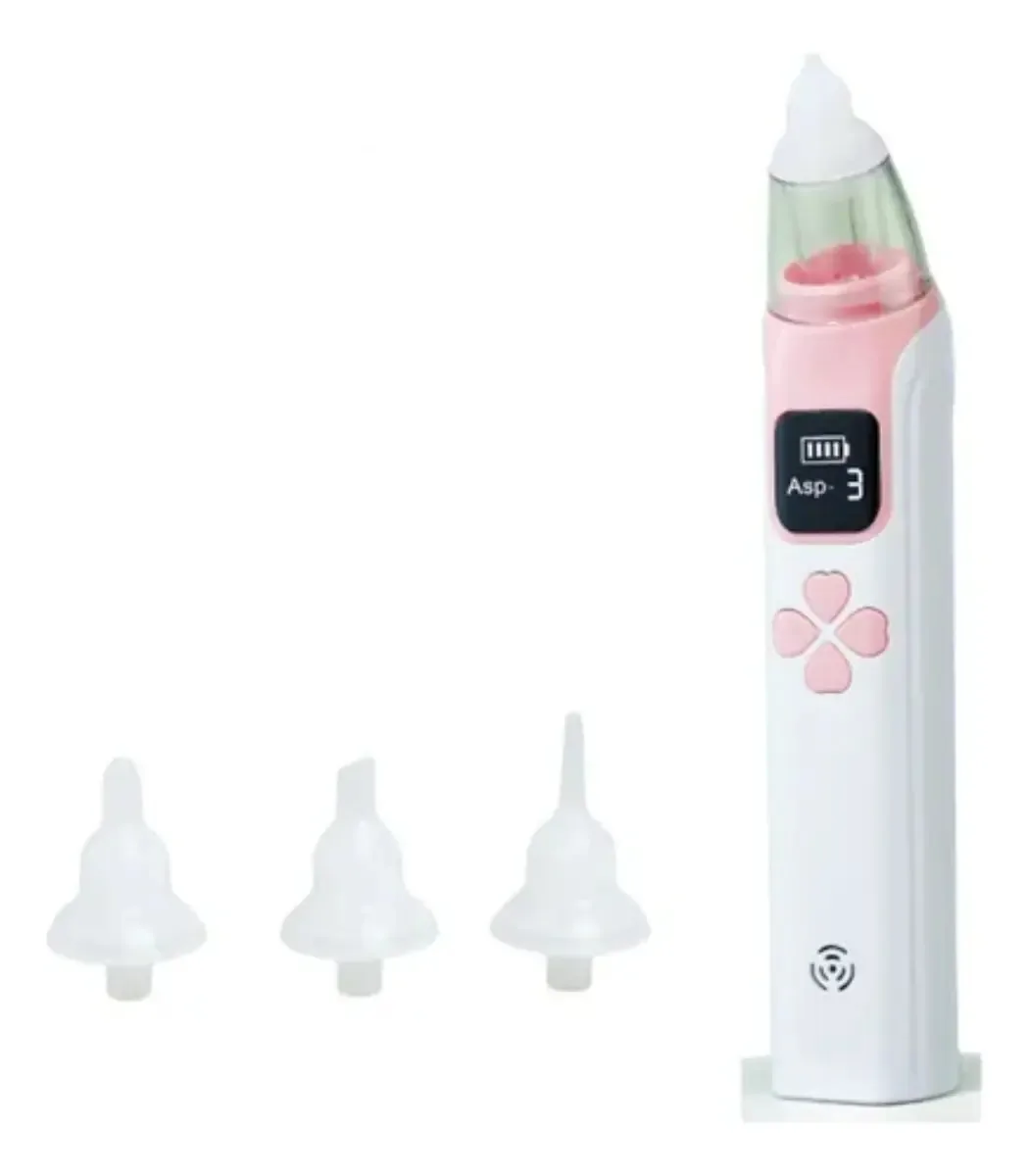 Aspirador de ouvido nasal para bebês, aspirador elétrico, rosa