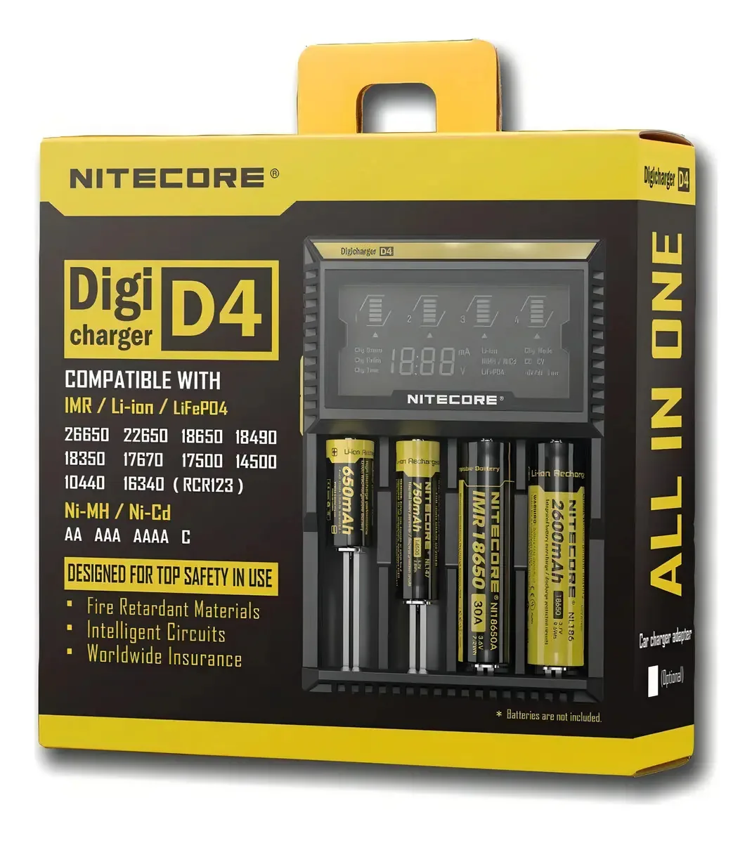 Carregador Universal Nitecore D4 para Pilhas e Baterias Recarregáveis