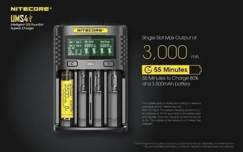 Carregador Pilhas Rapido Nitecore Ums4 Orig. Lcd Imediato