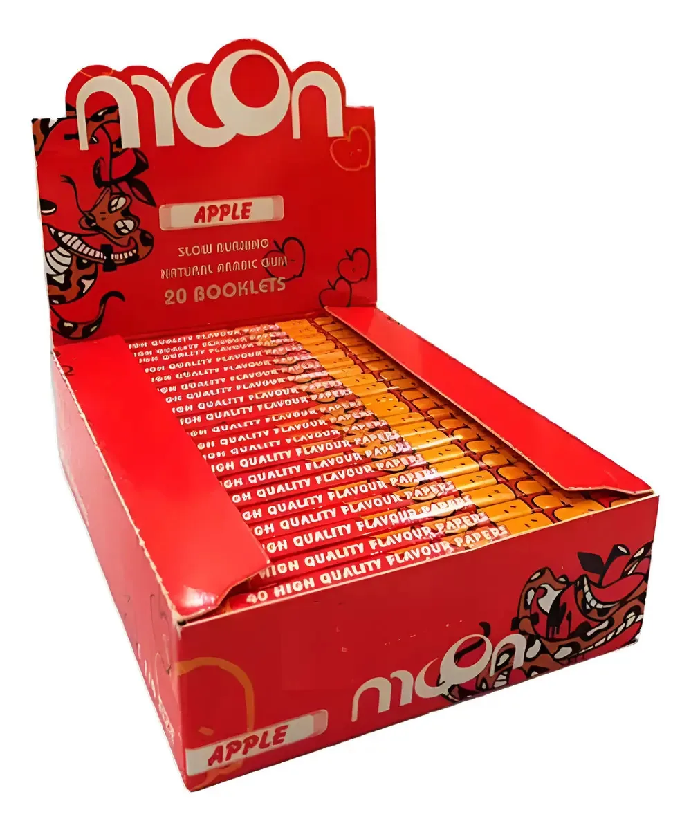 Caixa de 20 unidades de papéis lunares de sabor ultrafino (1 1/4 de sabor de maçã)