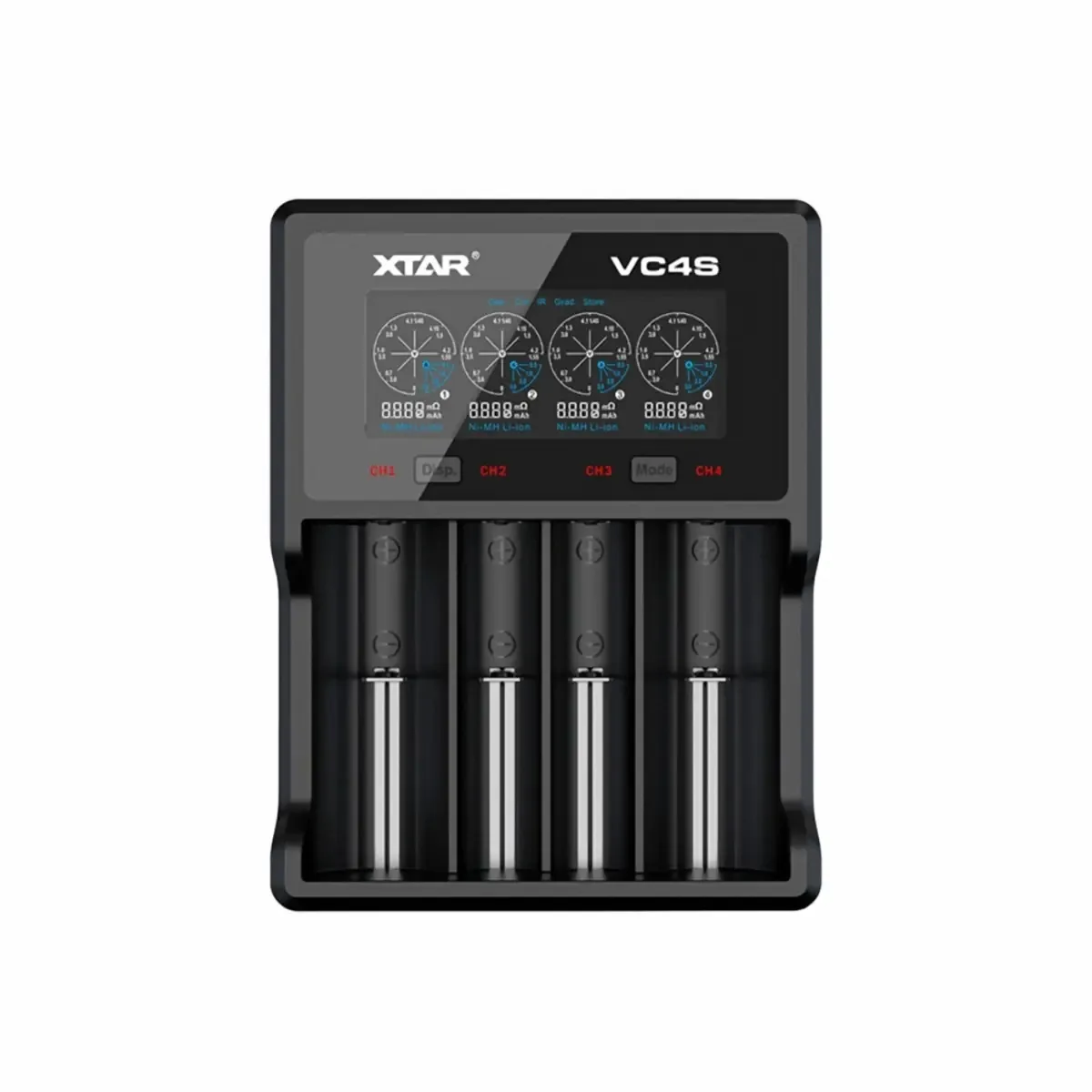 Carregador de 4 espaços VC4s Xtar e baterias de íon-lítio Ni-MH