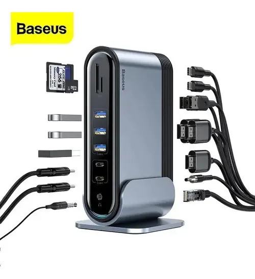 Dock Hub Baseus 17 Portas Adaptador Usb-c Rj45 Sd Computador