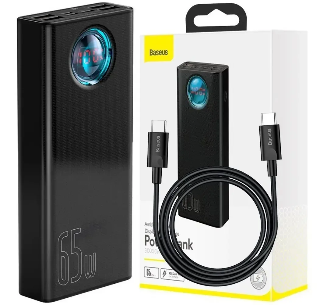 Carregador Baseus Portátil 65w 30000mah Turbo
