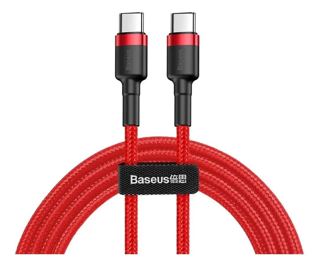 Cabo Usb C Nas Duas Pontas Baseus 1 Metro Pd 60w Vermelho