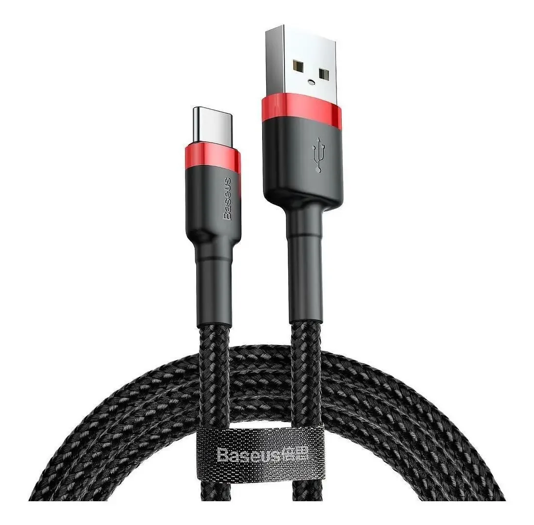 Baseus USB a USB-C Cor Vermelho/Preto