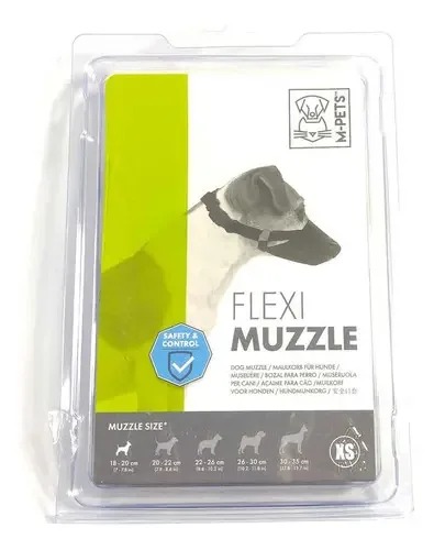 Focinho flexível de nylon preto Xs Dog