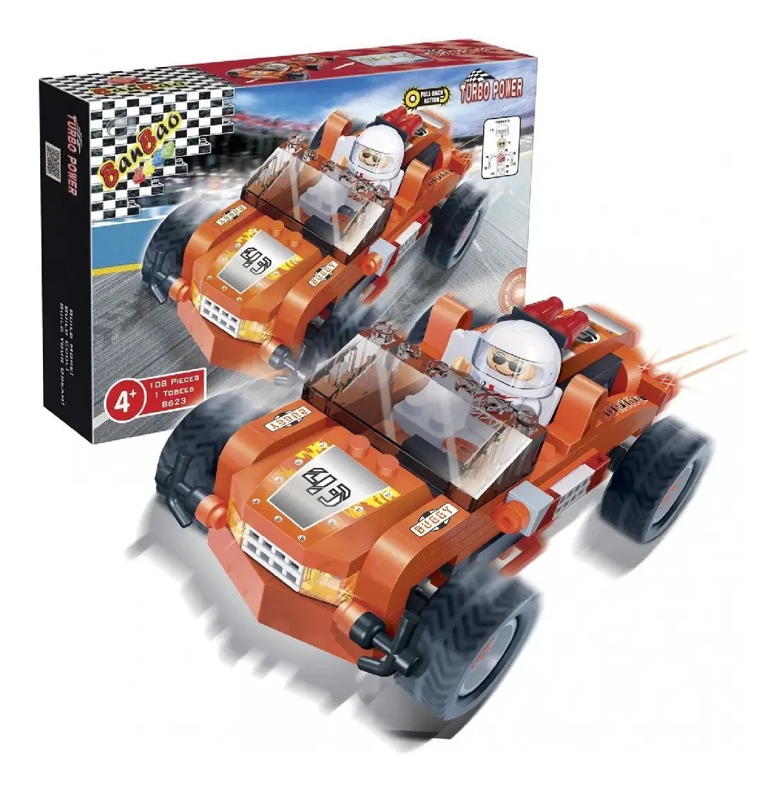 Bloco De Montar Turbo Power Buggy 108 Peças Da Banbao 8623