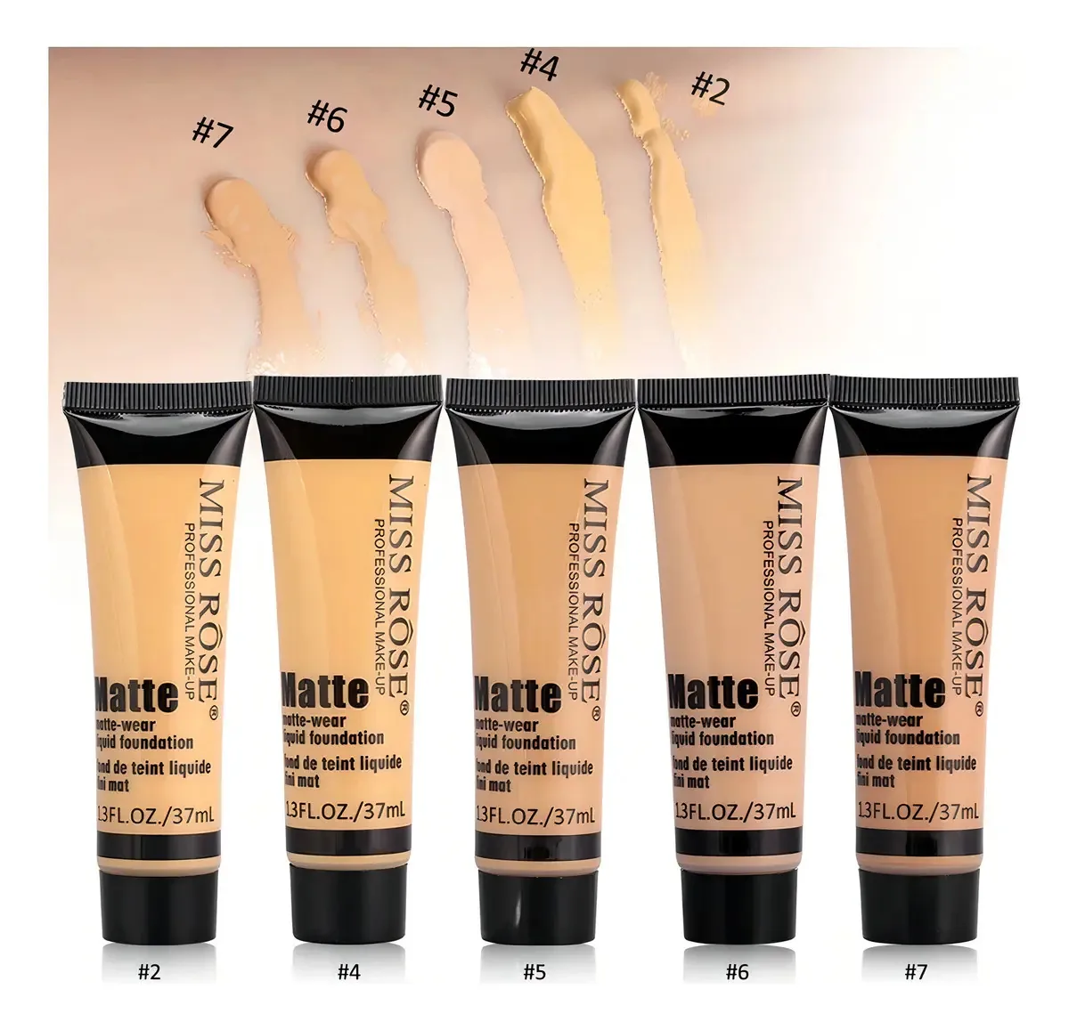 Kit Com 4 Bases Liquidas Miss Rose Matte De Alta Cobertura