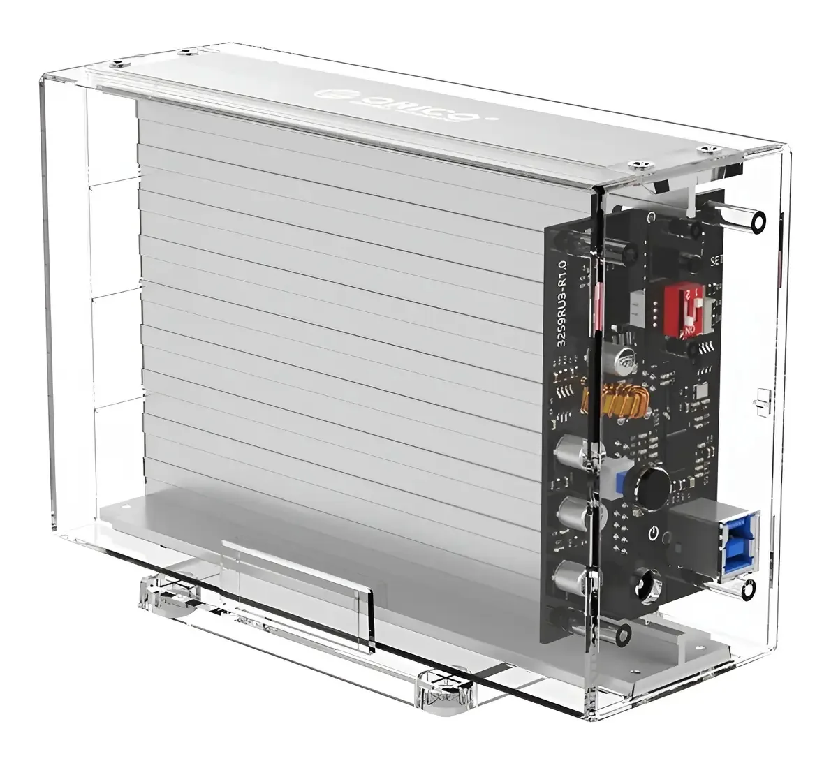 Case/gaveta Para Hd 3.5 Com 2 Baias - Função Raid - Orico Cor Transparente