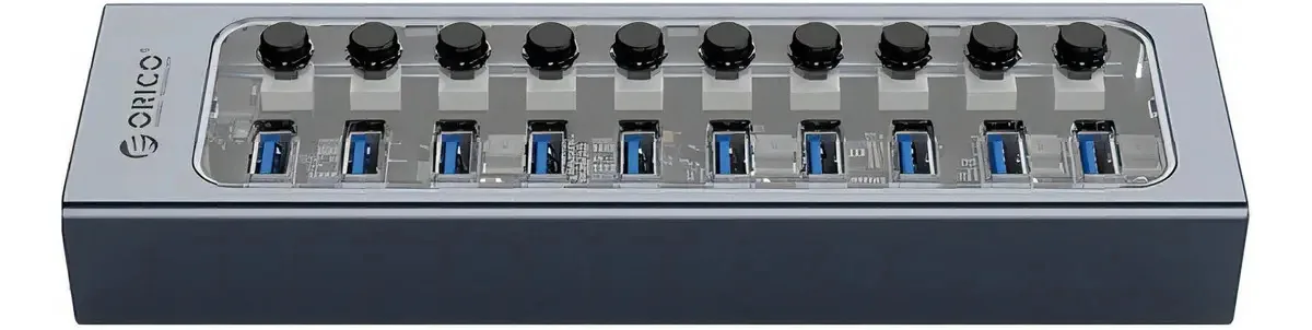 Hub 10 Portas Usb3.0 C/switches Individuais At2u3-10ab Orico Cor Cinza