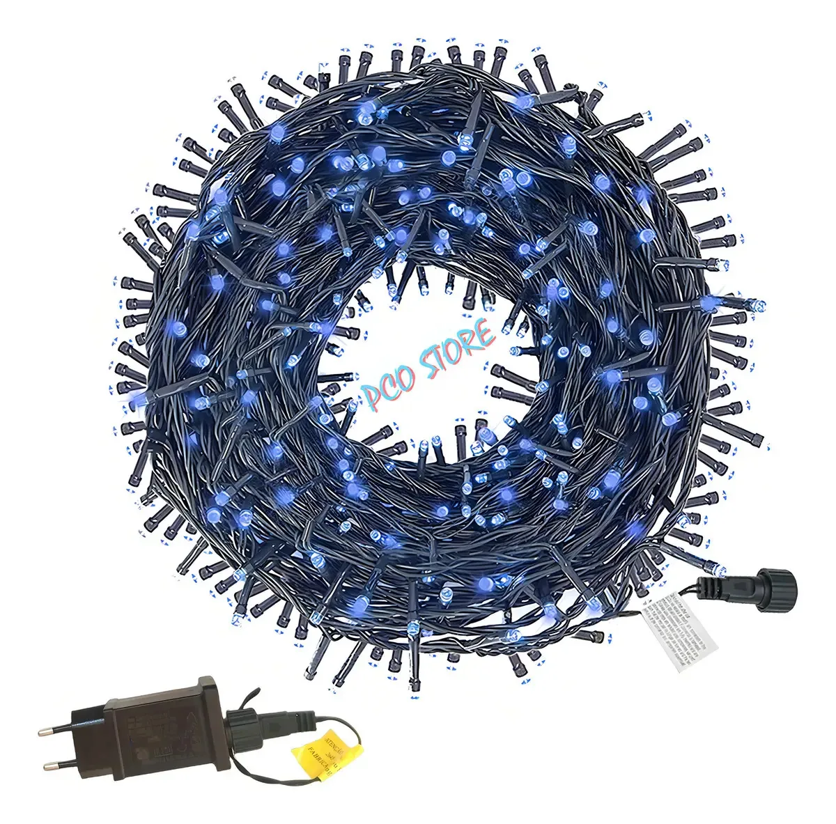 Cordão de LED Azul de 47,5m com 500 Luzes para Decoração Exterior e Interior