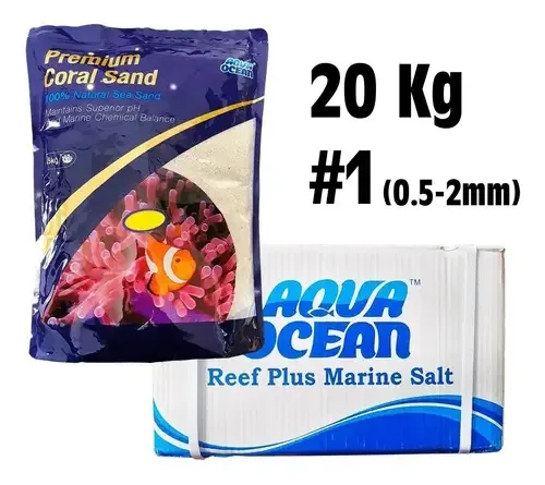 Substrato Aragonita Para Aquário Aqua Ocean 20kg 0.5-2mm Marinho