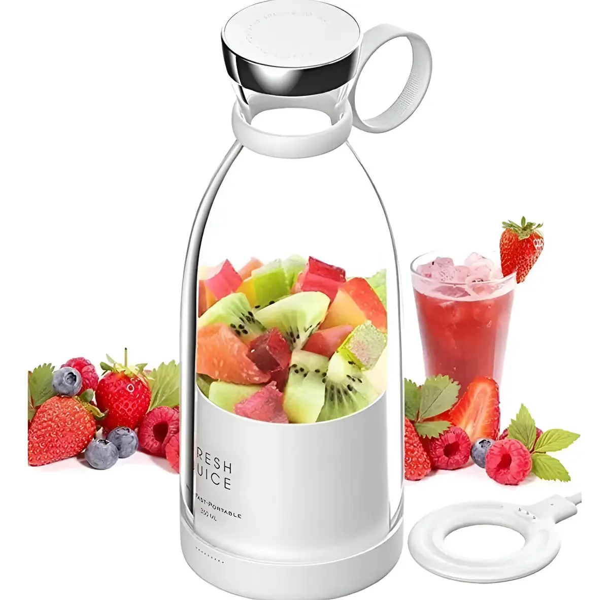 Liquidificador 123útil Mini 420l Vidro Suco Fruta Shake Branco
