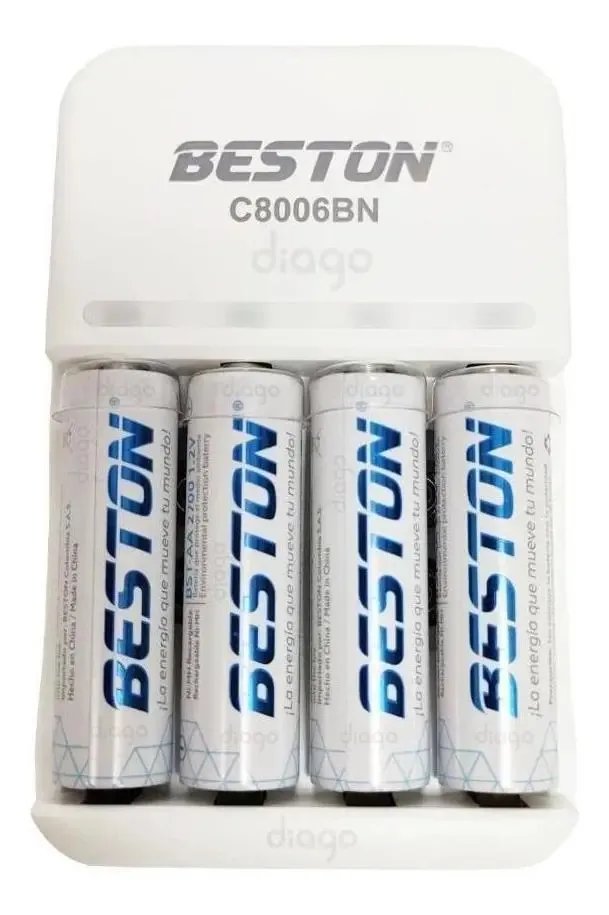 Carregador Beston + 4 baterias Aa 2700mah