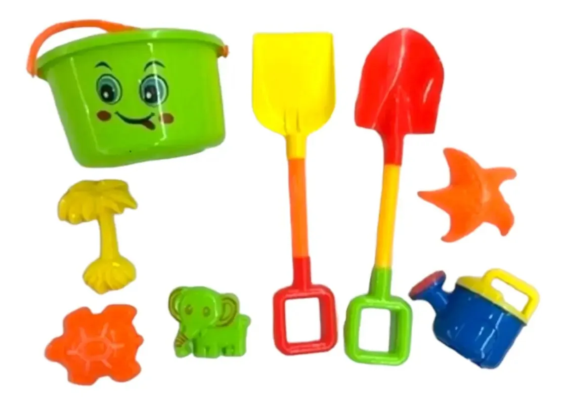 Conjunto de brinquedos de praia de verão de 8 peças Bucket + Accessories